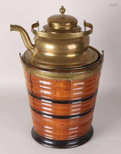 19th century Dutch walnut tea stove with original brass