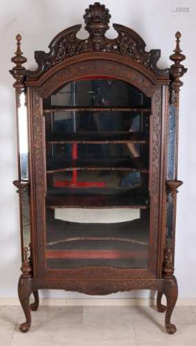 Rare 19th century wood carved display cabinet with