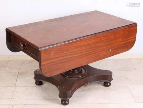Antique English mahogany folding coffee table with