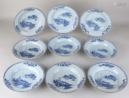 Nine pieces of 18th century Chinese porcelain plates