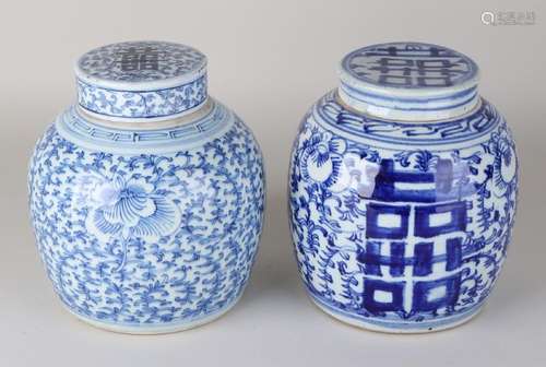 Two large old / antique Chinese porcelain ginger pots