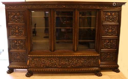 Very large antique walnut Italian Renaissance-style