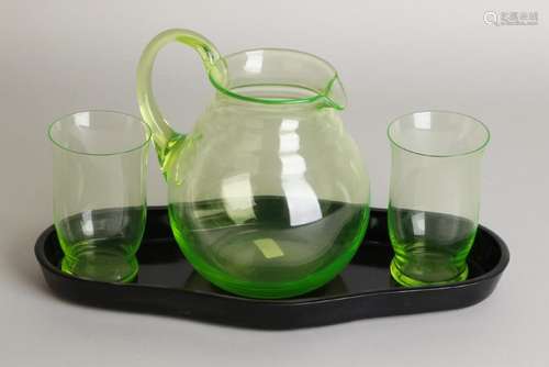 Antique four-piece Anna Green set.Â  Uranium glass