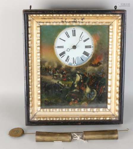 Antique German Schwarzwalder wall clock with rear glass