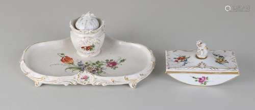 Antique German porcelain Schierholz ink set. Two-part.