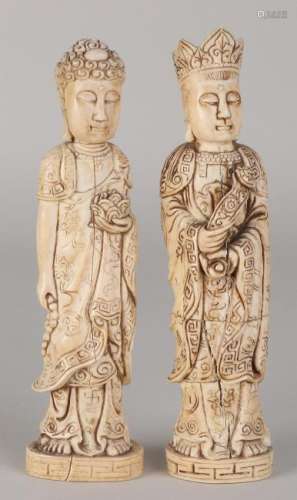 Two antique Oriental Chinese leg figures. Circa 1900.