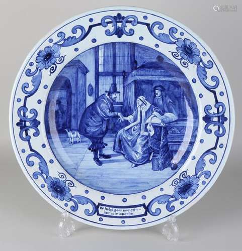 Very large Delft blue decorative dish after an 18th