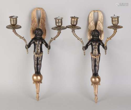 Two 19th century bronze Empire-style wall candle