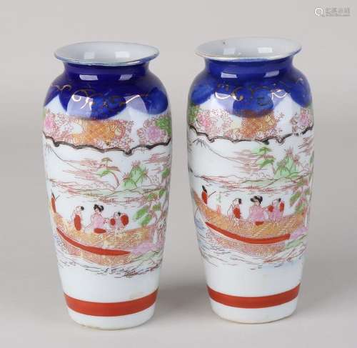 Two antique Japanese Imari porcelain vases with