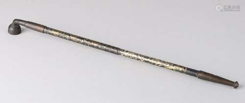 Old Japanese extendable metal opium pipe with