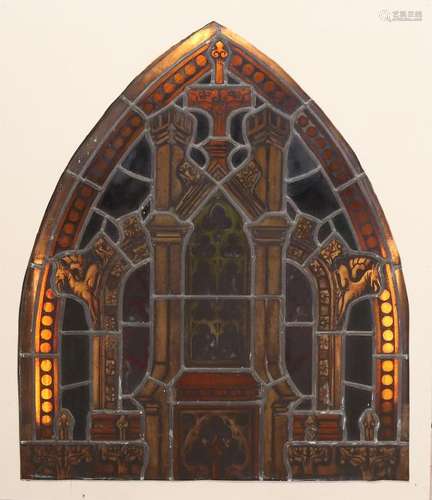 Antique stained glass gothic stained glass window. From