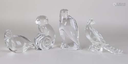 Four crystal glass animal figures. Val. Saint Lambert.