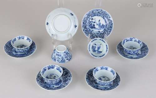 Six chinese porcelain cups and saucers. 18th century.