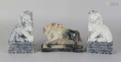 Three antique Chinese soapstone figures. Consisting of: