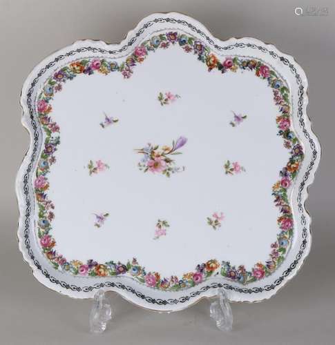 Old French porcelain tablet with floral decor.