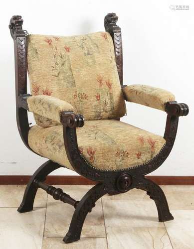 Solid oak scissor seat. Around 1880. Dimensions: H 104