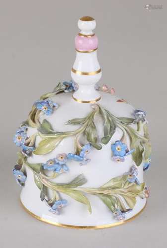 Antique German Meissen porcelain bell with worked-up