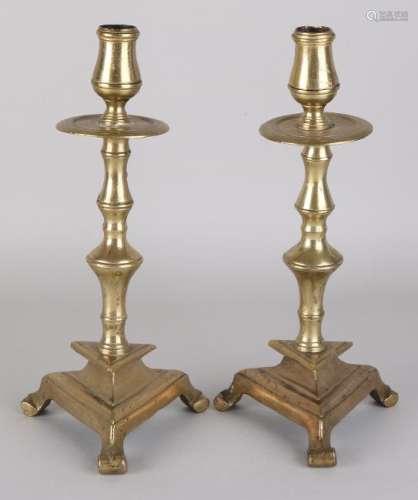 Two 18th century bronze candle holders. Dimensions: 29