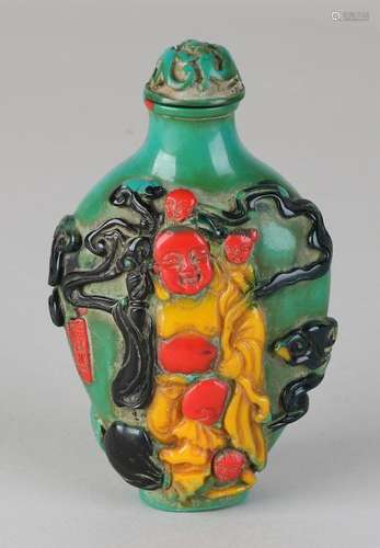 Old Chinese Beijing glass snuffbottle with seal mark,