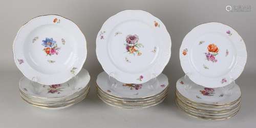 Twenty antique German hand-painted KPM porcelain plates