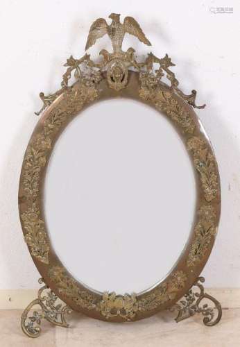 19th century German bronze mirror with rose vines and
