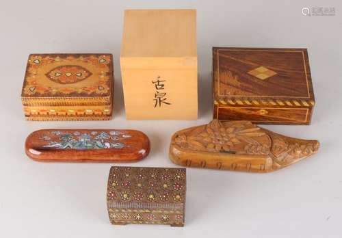 Six old / antique Eastern boxes. Divers. Among others: