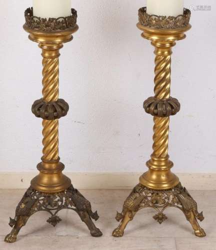 Two large 19th century gilt brass ecclesiastical