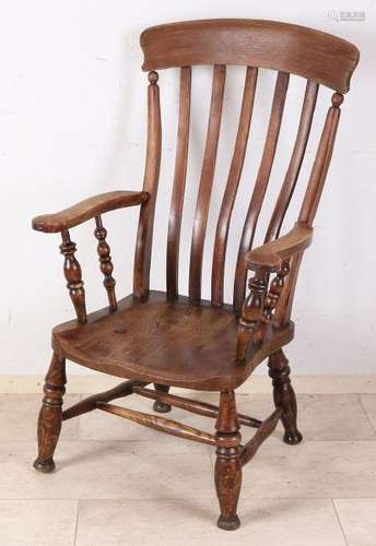 19th Century English elm wood Windsor armchair.