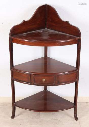 Mahogany etagereere corner cupboard with drawer. 20th