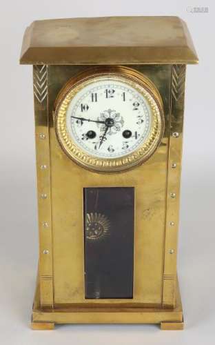 Antique French brass table clock with eight-day