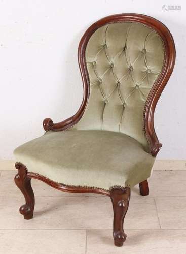 19th century mahogany knitting chair with good velor