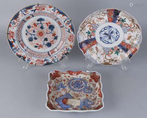 Three times antique Chinese / Japanese Imari porcelain.