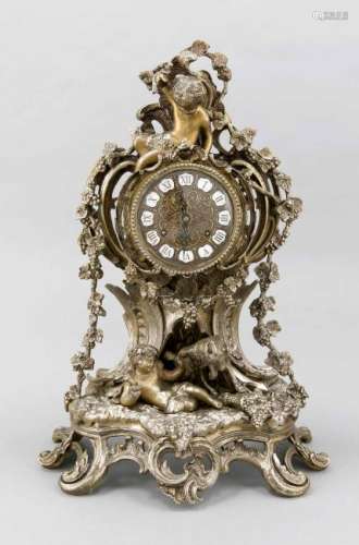 Italian Neo Rococo brass pendulum with bachus and buck.