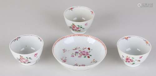 Three times 18th century Chinese porcelain. Cups and