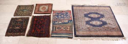 Six various old / antique Persian small rugs. Among