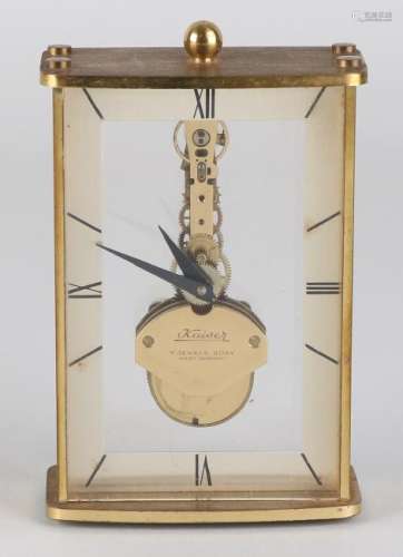German brass table clock with skeleton. Kaiser 7 Jewels
