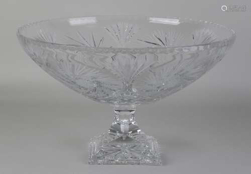 Very large crystal glass fruit bowl. Faceted. 21st