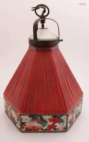 Nice glass Jugendstil lamp. Circa 1915. Dimensions: 42