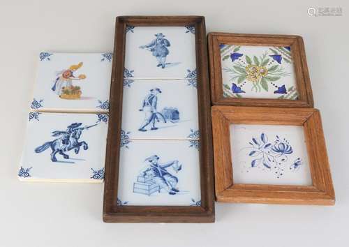 Lot of seven old / antique Dutch wall tiles. Size: