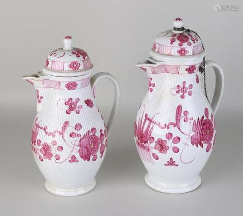 Two large 18th century German porcelain coffee pots