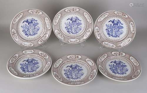 Six 19th century English ceramic plates with