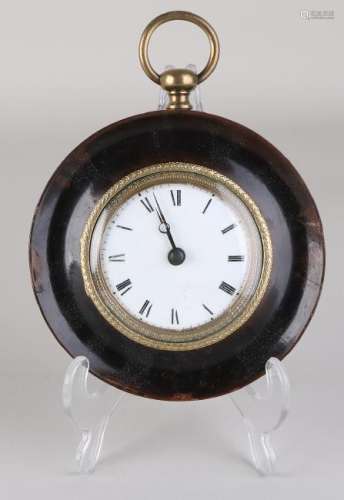 19th century French coachman's clock with mahogany