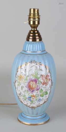 Antique French hand-painted porcelain table lamp with