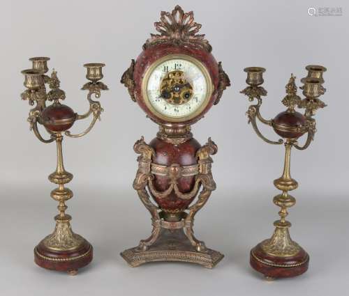 Three-part 19th century French pendulum set. Circa