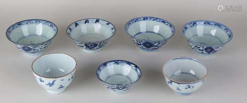 Seven times various antique Chinese porcelain bowls.