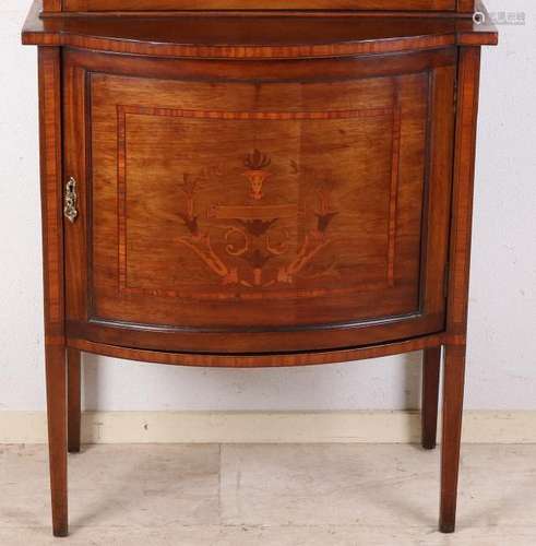 Antique mahogany English two-part display cabinet top