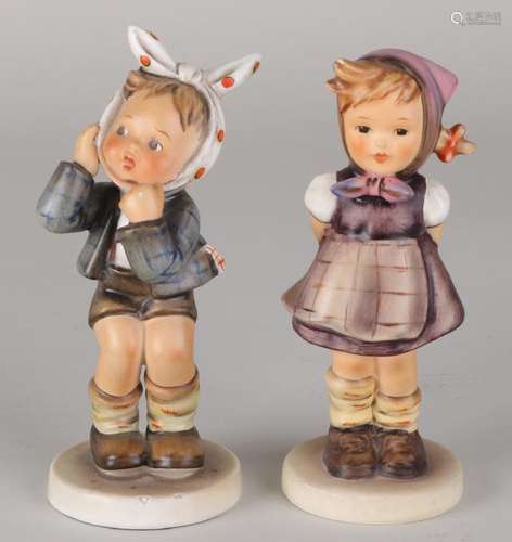 Two old German ceramic Hummel figures. W.- Germany.