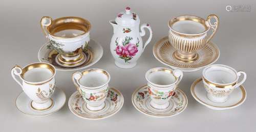 Six 19th century Empire / Biedermeier porcelain cups