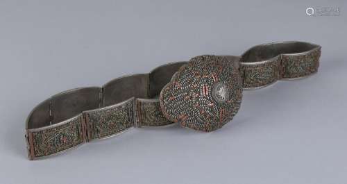 Inlaid bridal belt, bwg, mt twisted edge and floral