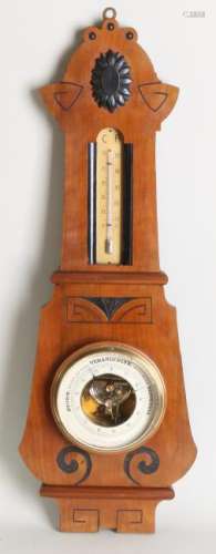 Antique walnut Jugendstil barometer. Circa 1915. Dutch.